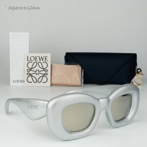Loewe Women Sunglasses LW40117I 20C Silver Grey Smoke Mirror Cat Eye BRAND NEW
